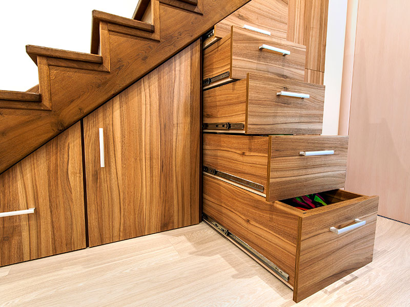 Wooden shelves